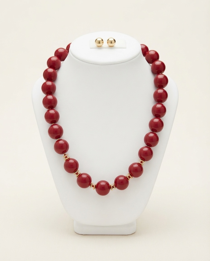 Set Granate Real - Collar + Aretes
